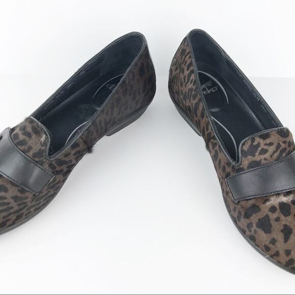 Dansko Olena Calf Hair Leopard Animal Print Flat - Picture 4 of 8